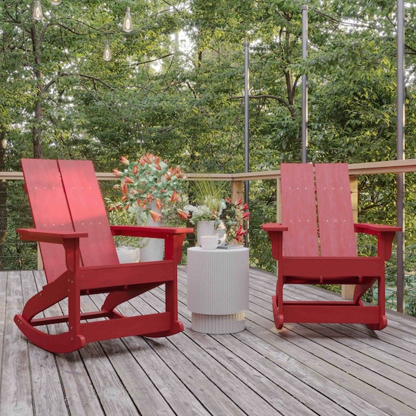 Flash Furniture Red Modern Poly Resin Adirondack Rockers, 2PK JJ-C14709-RED-2-GG - main